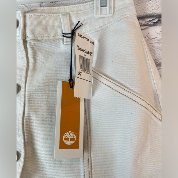 Timberland Refibra Button Front Cream Denim Skirt size 27/US 4 Y2K Skirt NWT - Picture 5 of 9